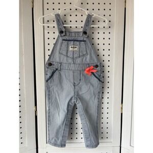 Oshkosh B'gosh Vestbak Baby Girl 9m Months Striped Overalls w/ Peach Bow